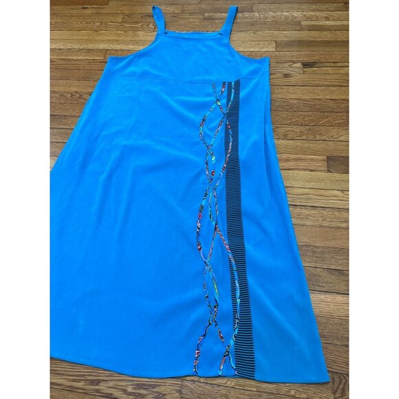 Koos Of Course Womens Tank Dress Plus sz 1X Blue Stretch Flowy Art to Wear Artsy - Picture 2 of 6